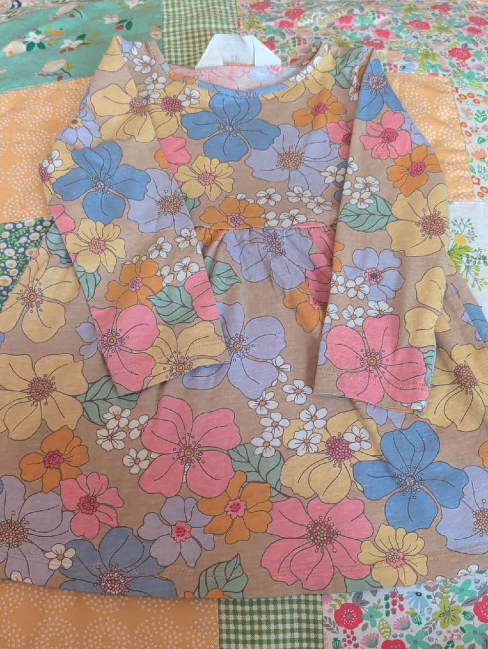 H&M Floral Dress in Blue, Tan, Orange and Green